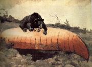 Winslow Homer Black Bear and Canoe oil painting on canvas